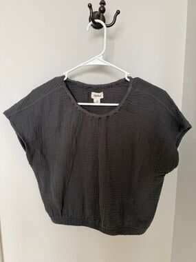UpWest Black Textured Boxy Crop Top